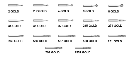 Боры твердосплавные турбинные с нитрит титаном FG Gold