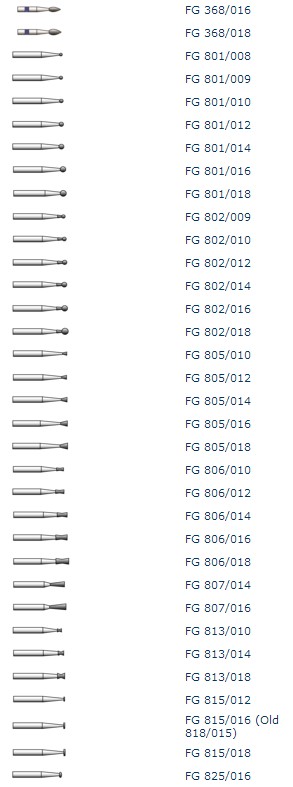 Боры алмазные турбинные стандартные типа FG Standart (1), FG368-FG825