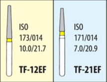 Боры алмазные турбинные TF-EF Extra Fine, конус с плоским концом, экстра мелкозернистые